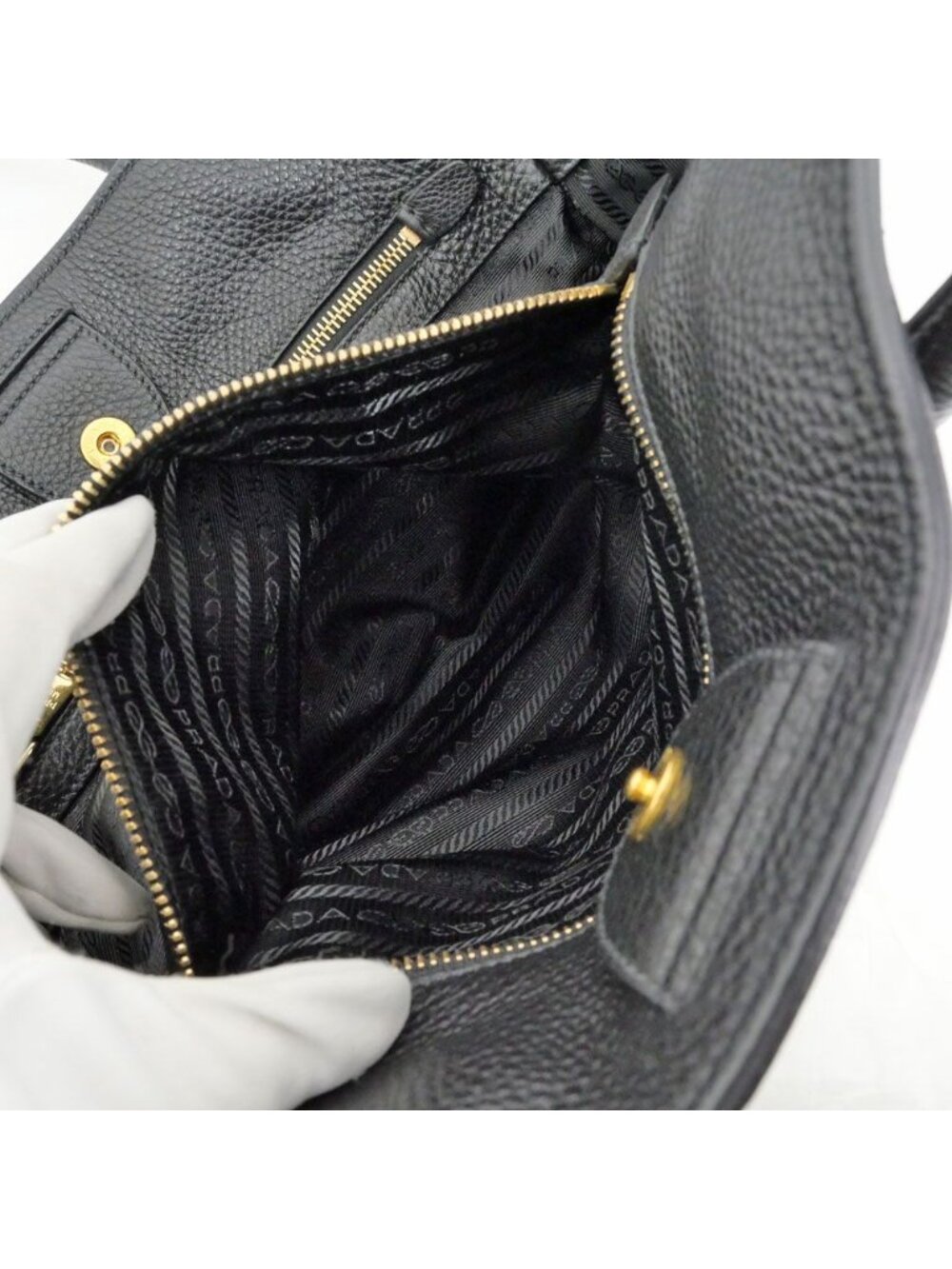 Prada Leather Tote Black Hand Shoulder - Picture 7 of 10